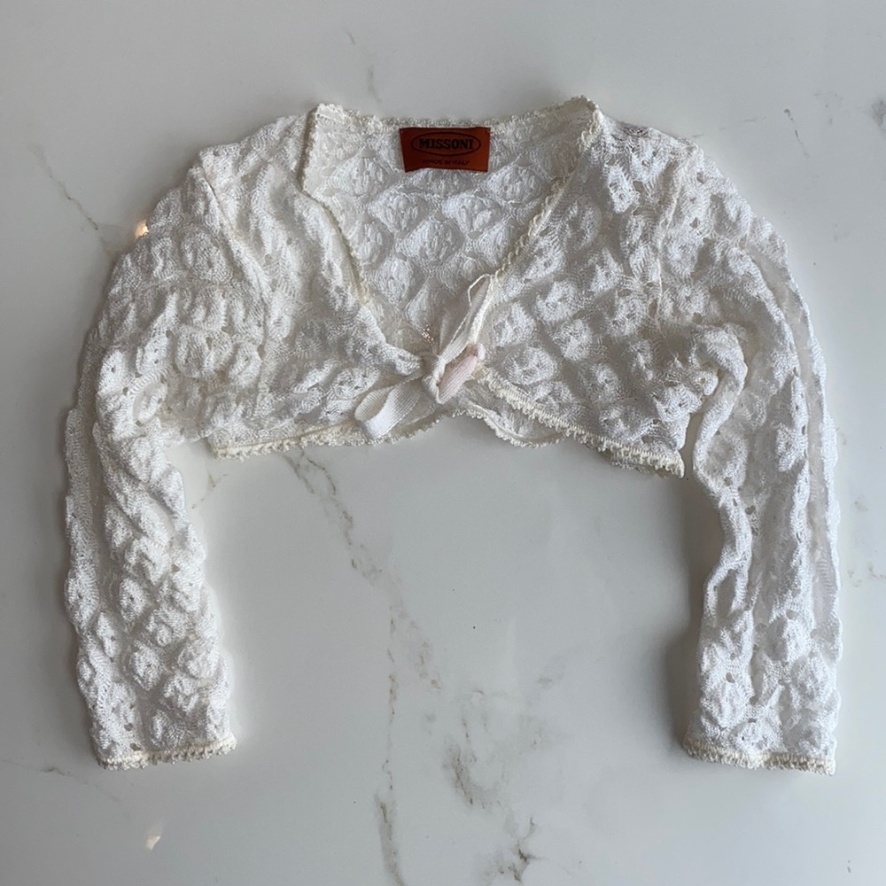 Missoni crochet tie front top